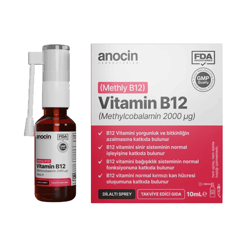 Anocin Vitamin B12 (Methylcobalamin 2000ug) 10 Ml